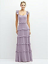 Front View Thumbnail - Lilac Haze Tiered Chiffon Maxi A-line Dress with Convertible Ruffle Straps