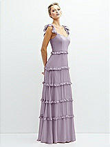Side View Thumbnail - Lilac Haze Tiered Chiffon Maxi A-line Dress with Convertible Ruffle Straps