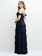Alt View 3 Thumbnail - Midnight Navy Tiered Chiffon Maxi A-line Dress with Convertible Ruffle Straps