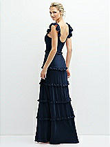 Rear View Thumbnail - Midnight Navy Tiered Chiffon Maxi A-line Dress with Convertible Ruffle Straps