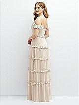 Alt View 3 Thumbnail - Oat Tiered Chiffon Maxi A-line Dress with Convertible Ruffle Straps