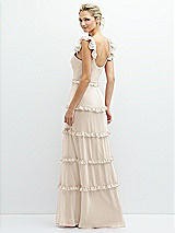 Rear View Thumbnail - Oat Tiered Chiffon Maxi A-line Dress with Convertible Ruffle Straps
