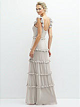 Rear View Thumbnail - Oyster Tiered Chiffon Maxi A-line Dress with Convertible Ruffle Straps
