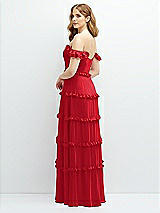 Alt View 3 Thumbnail - Parisian Red Tiered Chiffon Maxi A-line Dress with Convertible Ruffle Straps