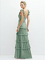 Rear View Thumbnail - Seagrass Tiered Chiffon Maxi A-line Dress with Convertible Ruffle Straps
