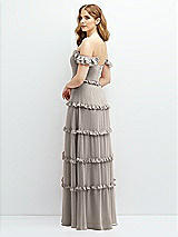 Alt View 3 Thumbnail - Taupe Tiered Chiffon Maxi A-line Dress with Convertible Ruffle Straps