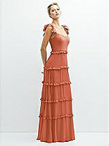 Side View Thumbnail - Terracotta Copper Tiered Chiffon Maxi A-line Dress with Convertible Ruffle Straps