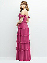Alt View 3 Thumbnail - Tea Rose Tiered Chiffon Maxi A-line Dress with Convertible Ruffle Straps