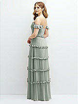 Alt View 3 Thumbnail - Willow Green Tiered Chiffon Maxi A-line Dress with Convertible Ruffle Straps