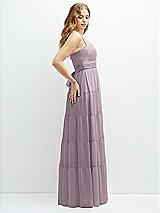 Side View Thumbnail - Lilac Dusk Modern Regency Chiffon Tiered Maxi Dress with Tie-Back