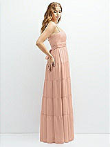 Side View Thumbnail - Pale Peach Modern Regency Chiffon Tiered Maxi Dress with Tie-Back