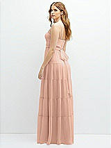 Rear View Thumbnail - Pale Peach Modern Regency Chiffon Tiered Maxi Dress with Tie-Back