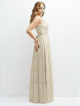 Side View Thumbnail - Champagne Modern Regency Chiffon Tiered Maxi Dress with Tie-Back