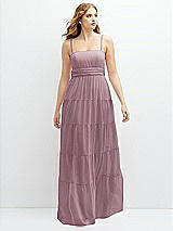 Front View Thumbnail - Dusty Rose Modern Regency Chiffon Tiered Maxi Dress with Tie-Back