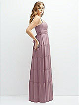 Side View Thumbnail - Dusty Rose Modern Regency Chiffon Tiered Maxi Dress with Tie-Back