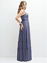 Side View Thumbnail - French Blue Modern Regency Chiffon Tiered Maxi Dress with Tie-Back