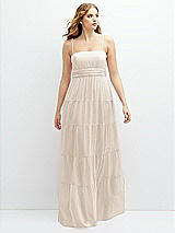 Front View Thumbnail - Oat Modern Regency Chiffon Tiered Maxi Dress with Tie-Back