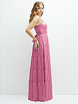 Side View Thumbnail - Orchid Pink Modern Regency Chiffon Tiered Maxi Dress with Tie-Back
