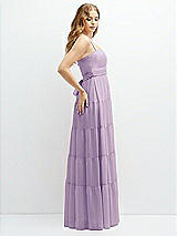 Side View Thumbnail - Pale Purple Modern Regency Chiffon Tiered Maxi Dress with Tie-Back