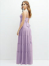 Rear View Thumbnail - Pale Purple Modern Regency Chiffon Tiered Maxi Dress with Tie-Back