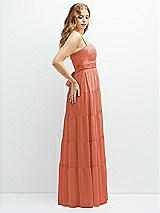 Side View Thumbnail - Terracotta Copper Modern Regency Chiffon Tiered Maxi Dress with Tie-Back