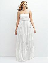 Front View Thumbnail - White Modern Regency Chiffon Tiered Maxi Dress with Tie-Back