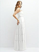 Side View Thumbnail - White Modern Regency Chiffon Tiered Maxi Dress with Tie-Back