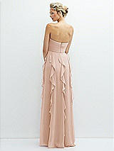Rear View Thumbnail - Cameo Strapless Vertical Ruffle Chiffon Maxi Dress with Flower Detail