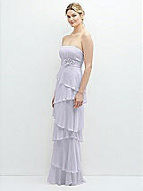 Side View Thumbnail - Silver Dove Strapless Asymmetrical Tiered Ruffle Chiffon Maxi Dress with Handworked Flower Detail