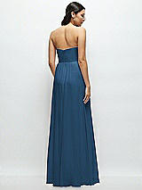 Rear View Thumbnail - Dusk Blue Strapless Chiffon Maxi Dress with Oversized Bow Bodice