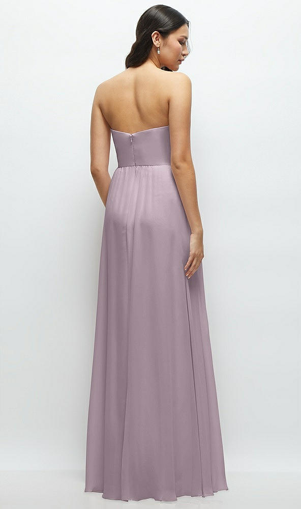 Back View - Lilac Dusk Strapless Chiffon Maxi Dress with Oversized Bow Bodice