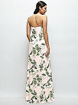 Rear View Thumbnail - Palm Beach Print Strapless Chiffon Maxi Dress with Oversized Bow Bodice