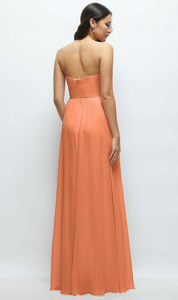 Back View - Sweet Melon Strapless Chiffon Maxi Dress with Oversized Bow Bodice