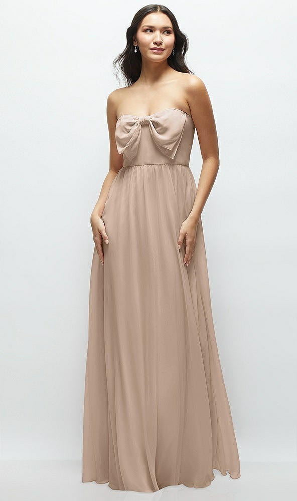 Front View - Topaz Strapless Chiffon Maxi Dress with Oversized Bow Bodice