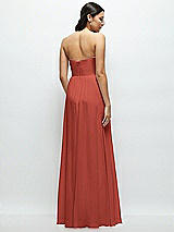 Rear View Thumbnail - Amber Sunset Strapless Chiffon Maxi Dress with Oversized Bow Bodice
