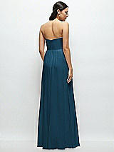Rear View Thumbnail - Atlantic Blue Strapless Chiffon Maxi Dress with Oversized Bow Bodice