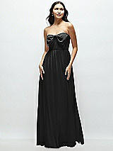 Front View Thumbnail - Black Strapless Chiffon Maxi Dress with Oversized Bow Bodice