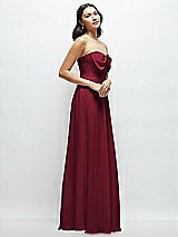 Side View Thumbnail - Burgundy Strapless Chiffon Maxi Dress with Oversized Bow Bodice