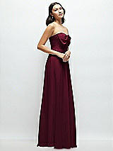 Side View Thumbnail - Cabernet Strapless Chiffon Maxi Dress with Oversized Bow Bodice