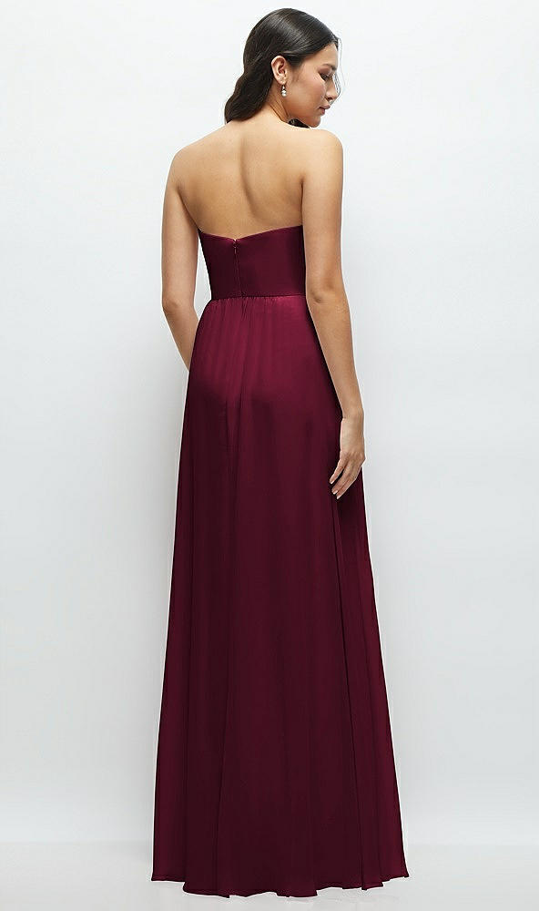 Back View - Cabernet Strapless Chiffon Maxi Dress with Oversized Bow Bodice