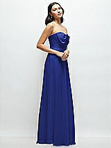Side View Thumbnail - Cobalt Blue Strapless Chiffon Maxi Dress with Oversized Bow Bodice