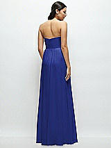 Rear View Thumbnail - Cobalt Blue Strapless Chiffon Maxi Dress with Oversized Bow Bodice