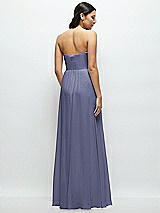 Rear View Thumbnail - French Blue Strapless Chiffon Maxi Dress with Oversized Bow Bodice