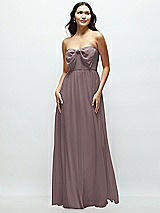 Front View Thumbnail - French Truffle Strapless Chiffon Maxi Dress with Oversized Bow Bodice