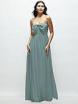 Front View Thumbnail - Icelandic Strapless Chiffon Maxi Dress with Oversized Bow Bodice