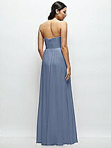 Rear View Thumbnail - Larkspur Blue Strapless Chiffon Maxi Dress with Oversized Bow Bodice