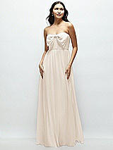Front View Thumbnail - Oat Strapless Chiffon Maxi Dress with Oversized Bow Bodice