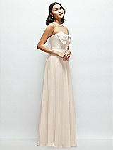 Side View Thumbnail - Oat Strapless Chiffon Maxi Dress with Oversized Bow Bodice