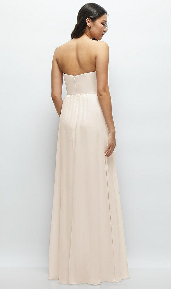 Back View - Oat Strapless Chiffon Maxi Dress with Oversized Bow Bodice