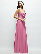 Side View Thumbnail - Orchid Pink Strapless Chiffon Maxi Dress with Oversized Bow Bodice